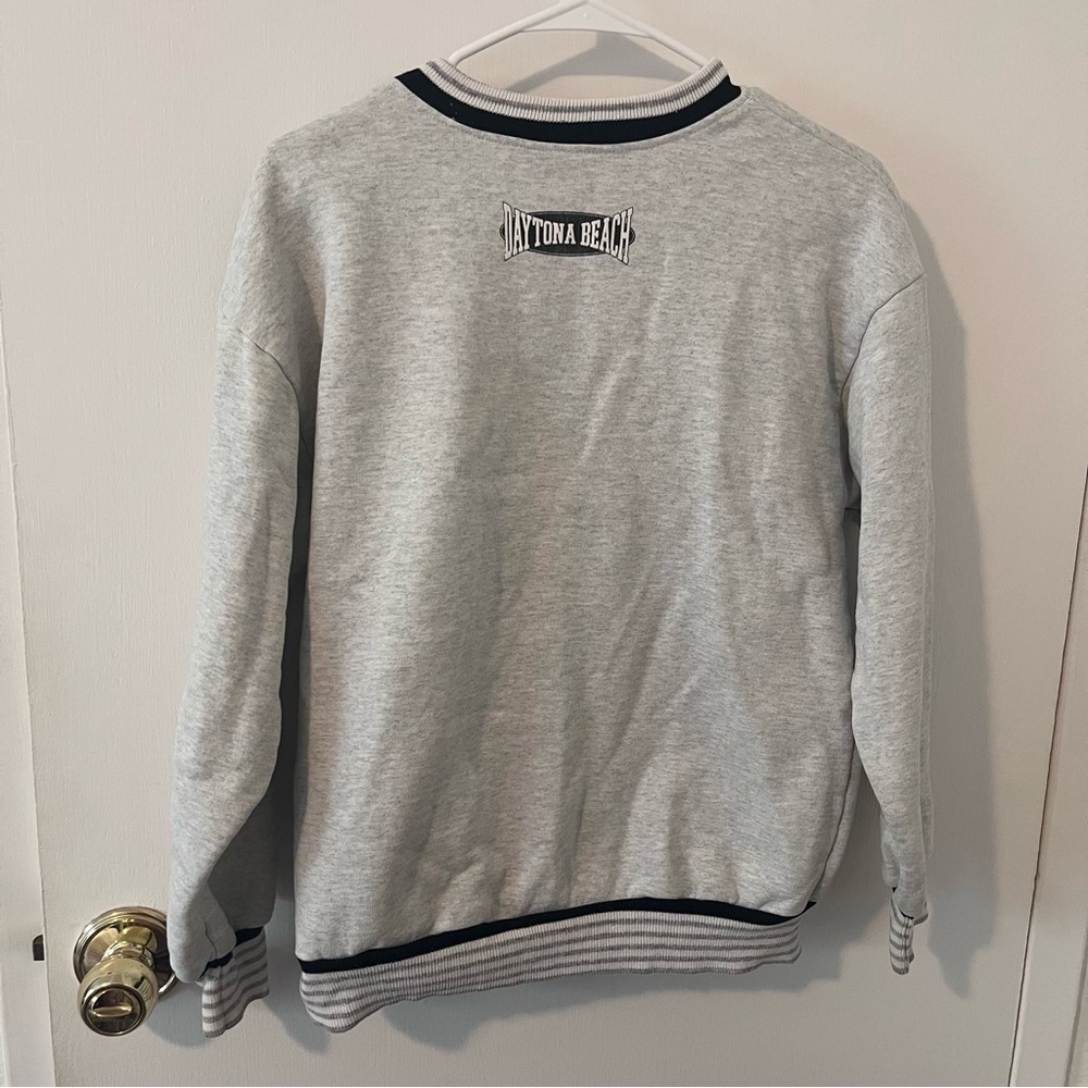 Vintage Daytona Beach Pullover Split Crewneck Sweatshirt Gray Unisex S / M - Picture 9 of 12